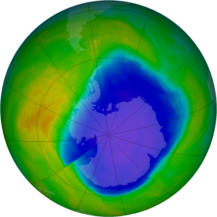 Antarctic ozone map for 07 November 2001